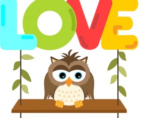 Owl and swing with love word vector