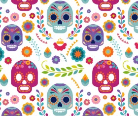 Pattern skull design seamless vector 02