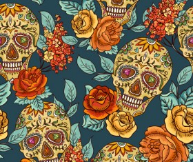 Pattern skull design seamless vector 03