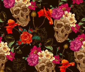 Pattern skull design seamless vector 04