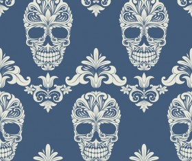 Pattern skull design seamless vector 05