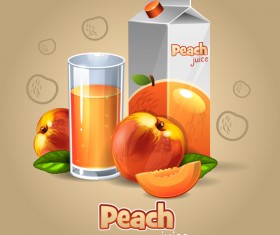 Peach juice pack with cup vector