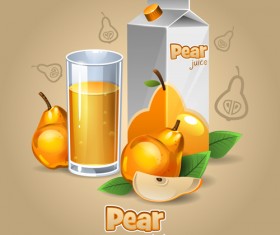 Pear juice packaging with cup vecotr