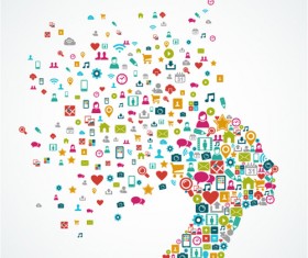 People head with icons concept vector 01