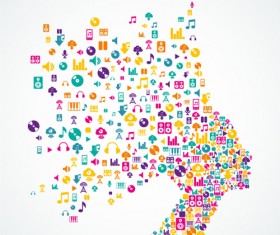 People head with icons concept vector 04