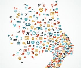 People head with icons concept vector 05