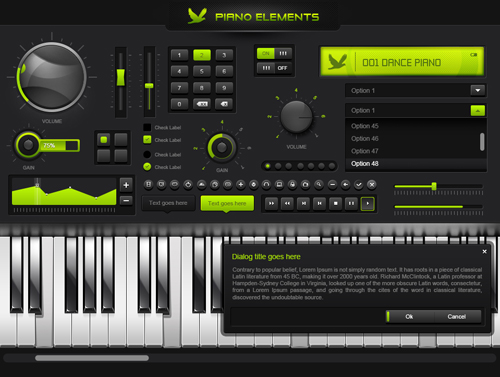 Piano elements psd template
