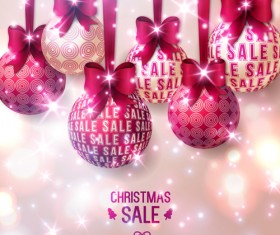 Pink christmas ball with christmas sale background vector