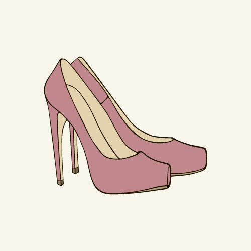 Pink high-heeled shoes vector free download