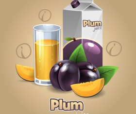Plum juice packaging with cup vecotr