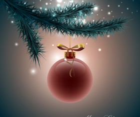 Purple christmas ball with background vector 01