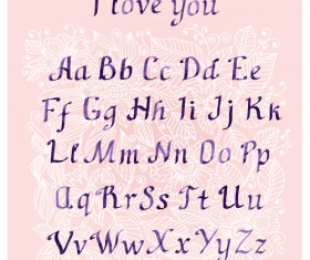 Purple ink alphabets vector