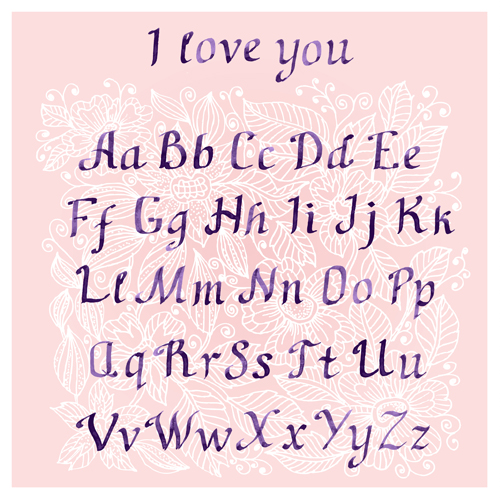 Purple ink alphabets vector