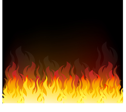 Realistic flame with black background vector 03