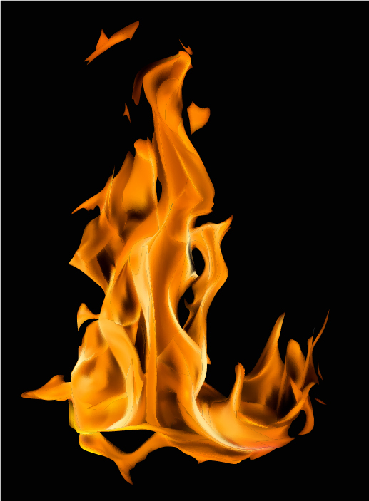 Realistic flame with black background vector 04