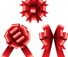 Red bow with ribbon floral vector