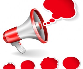 Red megaphone with text bubbles vector