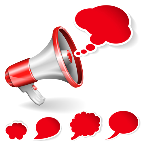 Red megaphone with text bubbles vector