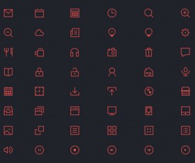 Red outline icons set