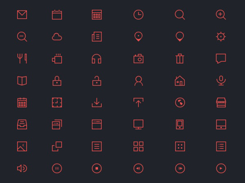 Red outline icons set