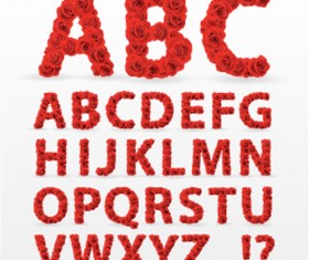 Red rose alphabets vector material