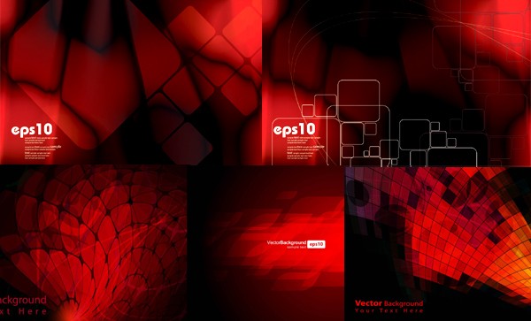 Red dynamic space background vector set