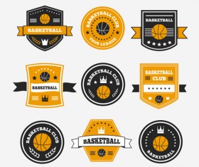 Retro basketball labels vectors