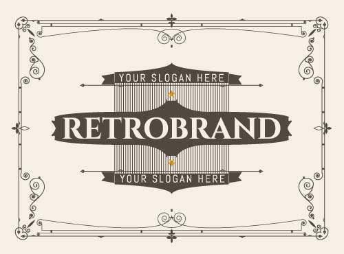 Retro brand card with ornaments frame vector 01