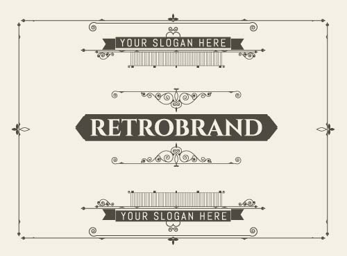Retro brand card with ornaments frame vector 02
