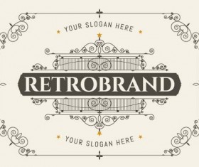 Retro brand card with ornaments frame vector 04