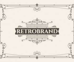 Retro brand card with ornaments frame vector 05