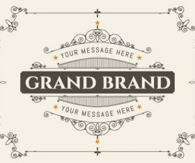 Retro brand card with ornaments frame vector 06