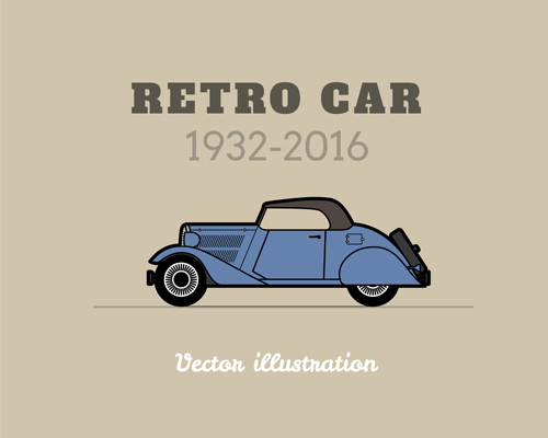 Retro car poster vector design 01