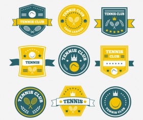 Retro tennis labels vectors material