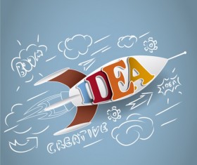 Rocket cartoon styles vector