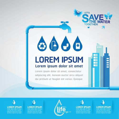 Save water creative vector template 01