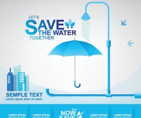 Save water creative vector template 02