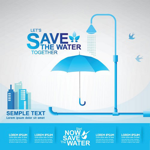 Save water creative vector template 02