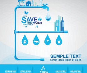 Save water creative vector template 03