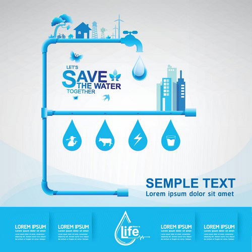 Save water creative vector template 03