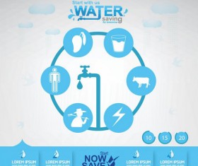 Save water creative vector template 04