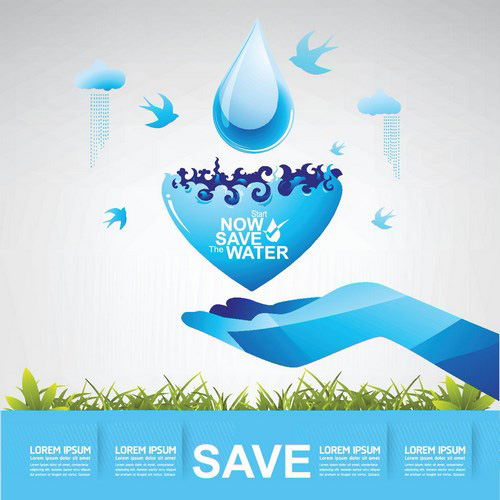 Save water creative vector template 07