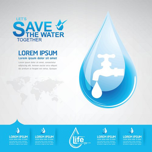 Save water creative vector template 08