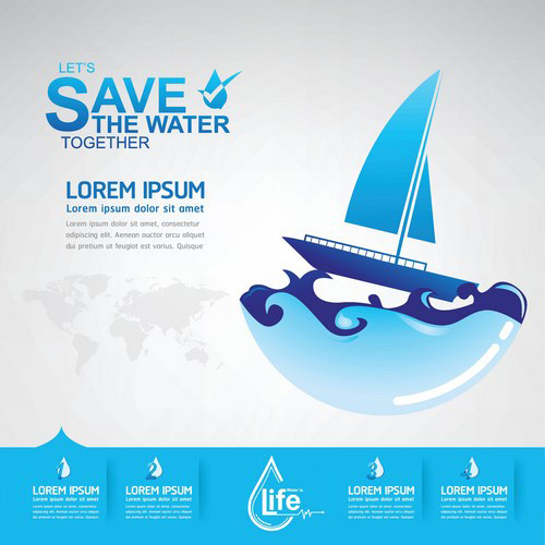 Save water creative vector template 10