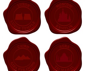 Sealing wax with world landmarks vector set 03