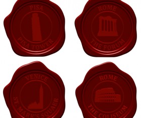 Sealing wax with world landmarks vector set 04