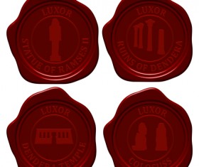 Sealing wax with world landmarks vector set 06
