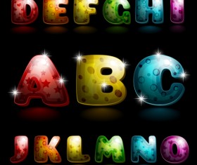 Shiny alphabet letters cartoon styles vector 01