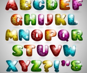 Shiny alphabet letters cartoon styles vector 02