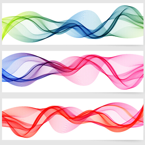Smoke with wavy abstract banners set 03